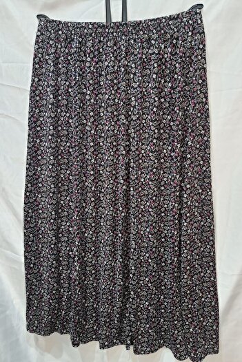 mahmutpasa Women's Brown Viscose Fabric Standard Size Winter Skirt with Elastic Waist