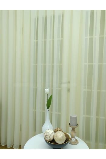 Esse Home Ecru Tergal Plain Tulle Curtain, 400x250, Sparse Pleat, 1/2