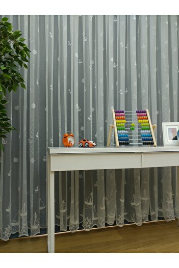 Esse Home Yelkenli Çapa Desenli Çocuk Odası Tül Perde, 150x250, Normal Pile, 1/2.5