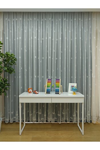 Esse Home Yelkenli Çapa Desenli Çocuk Odası Tül Perde, 150x250, Normal Pile, 1/2.5