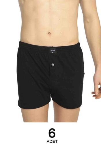 Tutku Combed Cotton Plain Boxer 6 Pieces Black