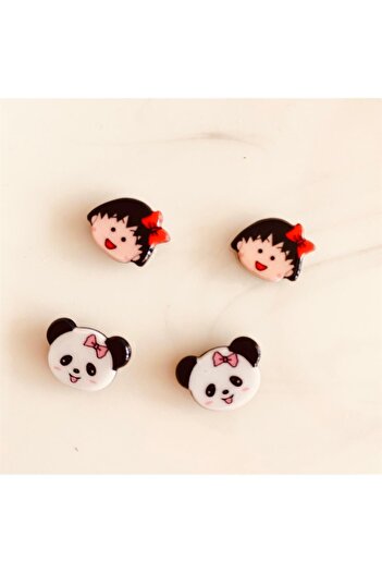 Yeşim Aksesuar Magnetic Children's Earrings, Children's Earrings with Magnets (2 Pairs)
