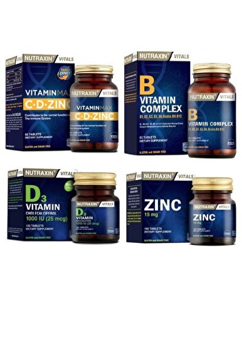 Nutraxin Vitamin Max and Vitamin B 60 Tablets + Vitamin D3 120 Tablets + Zinc 100 Tablets