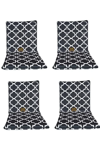 Vip Home Concept Chair Cushion with 4 Backrests, Large Zippered, Washable Black Seat