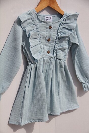 Botex Girl's Blue Muslin Dress