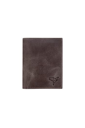 Garbalia Unisex Gray Denver Vintage Leather Coin Holder Card Holder Wallet