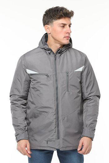 Uniprom Work Coat Hooded Water and Wind Proof Membrane Coated Men's Winter Gray