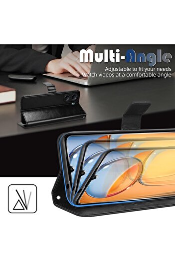 m.tk moveteck Xiaomi Redmi 13C Case 360 Full Containers Leather Textured Flip Wallet Stand Tank Armor Cover with Business Card