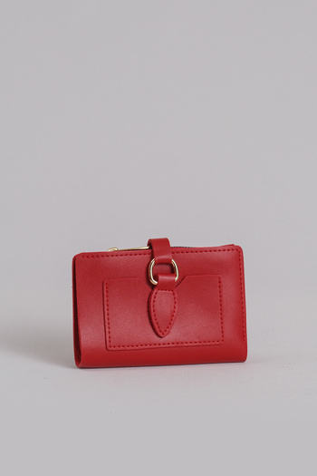 Çantacımstore Women's Soft Textured Medium Size Wallet Soft Leather Red