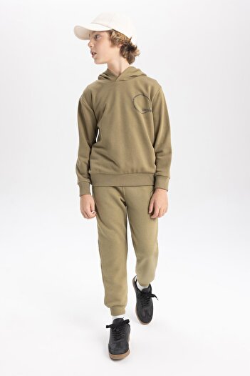 DeFacto Boy's Printed Lace-Up Waist Elastic Leg Pocket Jogger Sweatpants B8927A823Cw