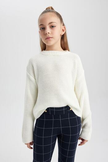 DeFacto Dívčí pletený svetr Crew Neck Basic A2293A823Au