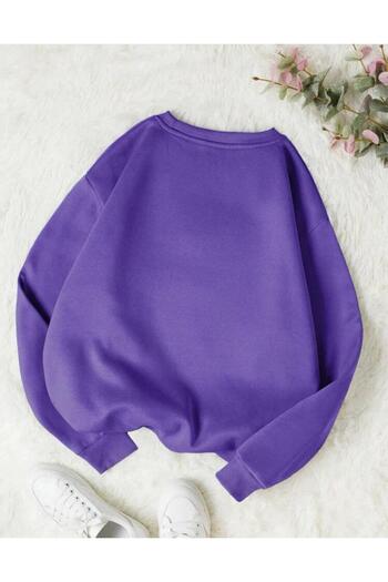 FAVORİST Φούτερ Crew Neck Απλό χωρίς εκτύπωση (μαλακό) Φαρδιά εφαρμογή