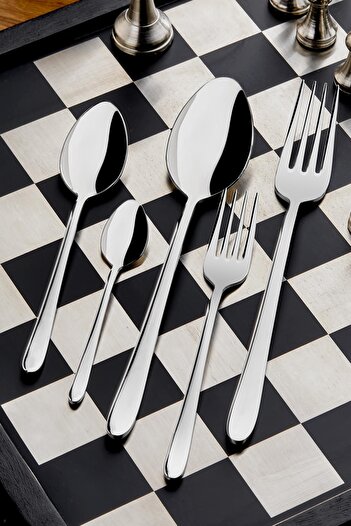 Taç Fork-Spoon Set Felina Bavaria 60 Pieces 12 Person Fork-Spoon Set Silver 60 12 Person