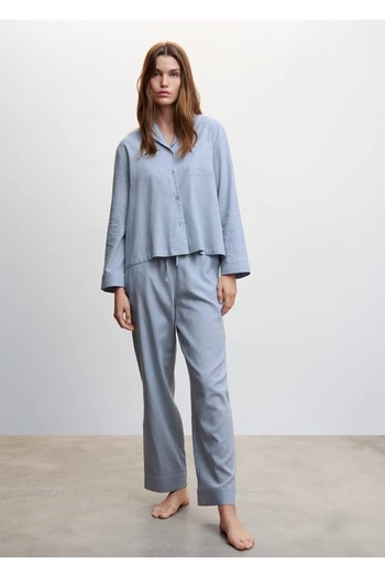 MANGO Woman Linen Pajama Shirt