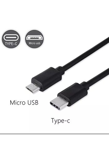 HOOK Heugers Type-c - Mikro Usb Karşılıklı Şarj Ve Data Kablosu | 80 Cm | Siyah