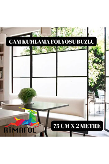 RİMAFOL CAM KUMLAMA FOLYOSU BUZLU CAM FİLMİ ofis -ev-mutfak pencere-cam balkon duşakabin 75cmx2m
