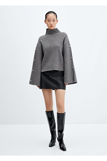 MANGO Woman Sweater with buttoned sleeves