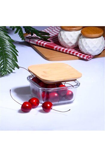 devigo Vacuum 3-Piece Square Glass Bowl Storage Container with Bamboo Lid