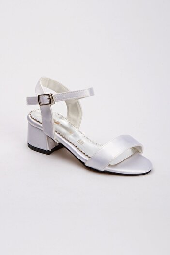 Sare Çocuk Giyim Girl's White Satin Open Heeled Bridal Shoes