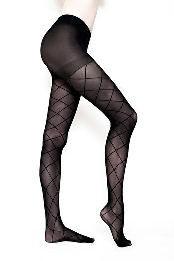 MİSTİRİK Sorano Model Azra Pattern Tightening Thin Socks Pantyhose Black Color