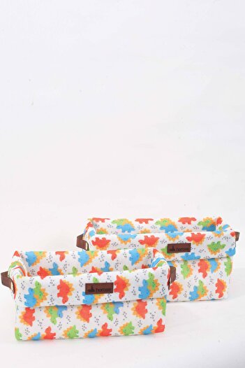 INTER Z Horose Multi-purpose Children's Room Basket Set 2 Pieces Basket with Dinosaur Pattern