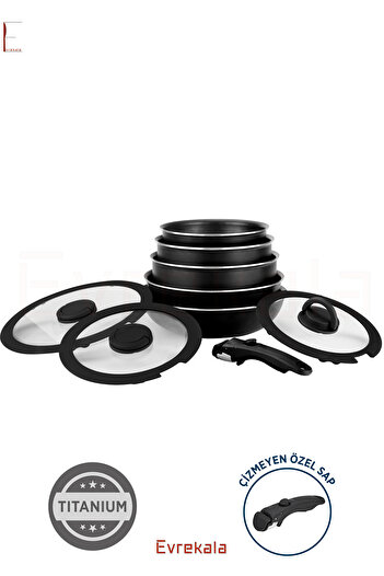 Leggno Evrekala Handle Pan - Pot Set Leggno Nesting with Removable Handle Full Special Set Titanium
