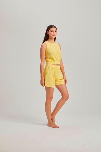 Pamuk & Pamuk Viscose Women's Shorts Set - Yellow Thick Straps