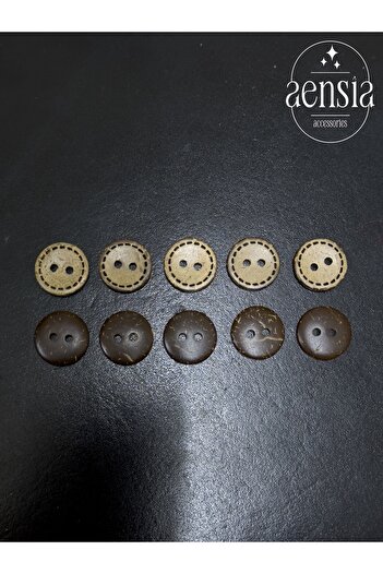 aensia Real Coconut Coconut Button with Laser Stitching Detail 20 Size Buttons with Straight Holes - Pack of 10 Buttons