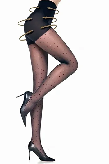 MİSTİRİK Sorano Model DOT Patterned Recovery Pantyhose Leak Resistant Black Color