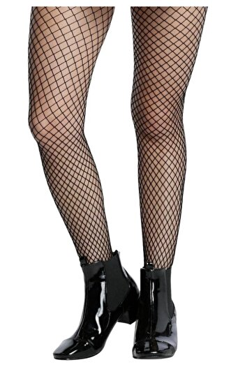 MİSTİRİK Sorano Model WIDE Mesh Pattern Gathering Pantyhose Black Color