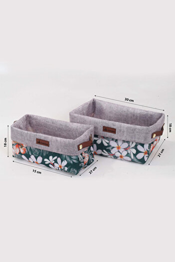 INTER Z Horose Multi-purpose Children's Room Basket Set 2 Pieces Basket Flower Patterned