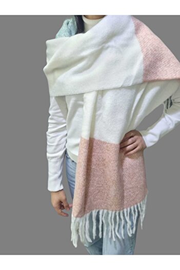 Trenderrs Soft Wool Textured - Tasseled Plaid Shoulder Shawl Scarf