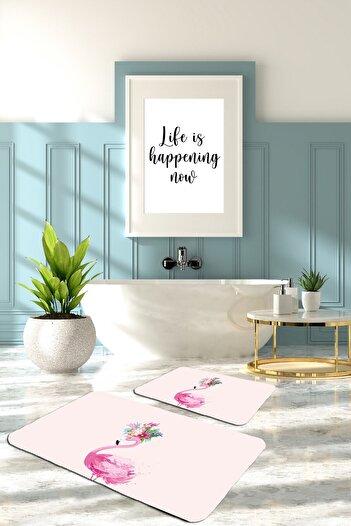 SWITA Home Design Decorative 2-Piece Bath Mat Non-Slip Base Washable Toilet Seat Set