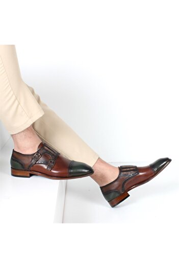 Celal Gültekin Ανδρικά κλασικά παπούτσια Green Tan Monk Strap 552 032-20288