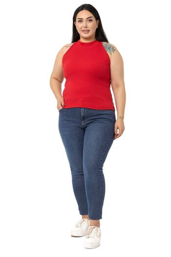 DISENTIS MODEST Large Size Halter Neck Half Turtleneck Camisole Red Body