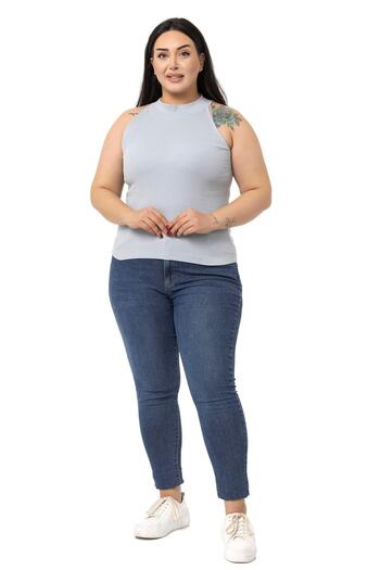 DISENTIS MODEST Large Size Halter Neck Half Turtleneck Camisole Gray Body