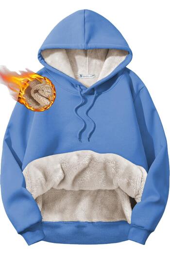 GHASSY CO. Ghassy Co. Erkek Ultra Termal Kapüşonlu Sherpa Astarlı Kanguru Cepli Sweatshirt