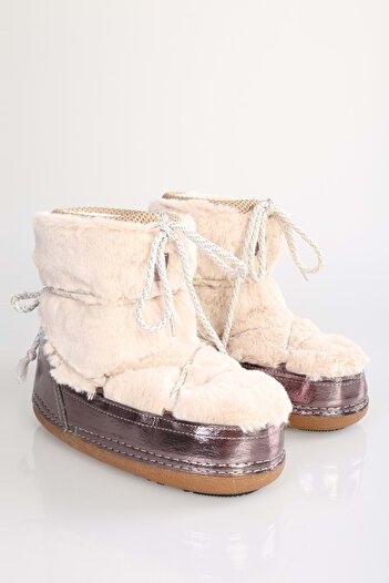 Shoeberry Γυναικείες μπότες χιονιού Snowie Beige με χοντρή σόλα