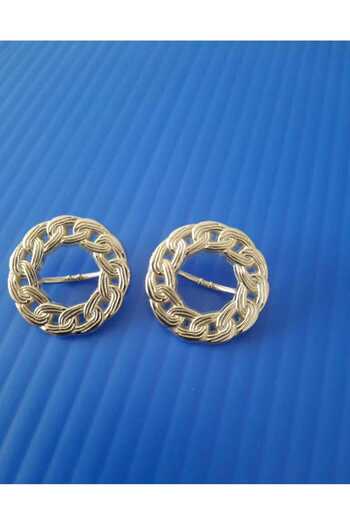 İMREN AKSESUAR 2.5 cm Chain Patterned Nickel Plated Metal Button - 1 Pack 6 Pieces