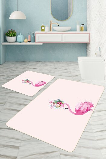 SWITA Home Design Decorative 2-Piece Bath Mat Non-Slip Base Washable Toilet Seat Set