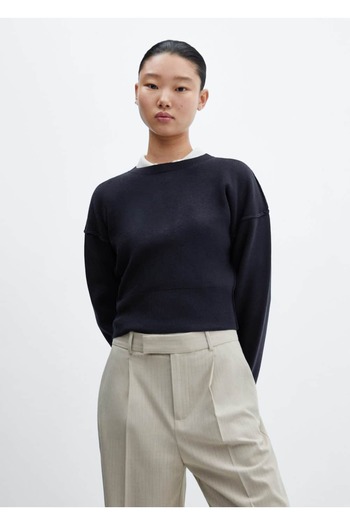 MANGO Woman Off Shoulder Stitched Sweater