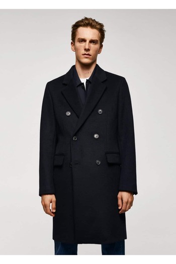 MANGO Man Recycled wool double-breasted cut overcoat