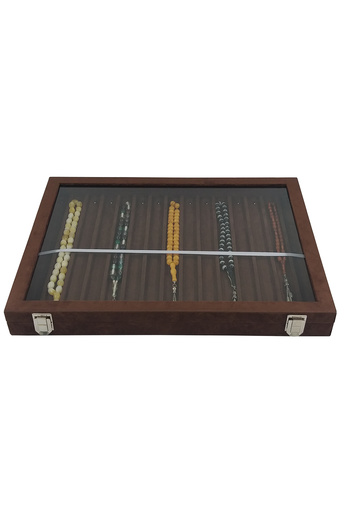 STAND MARKET Rosary Box Hanging Glass Alcantara Brown