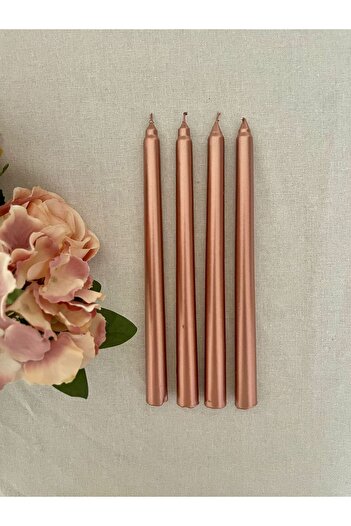 hediyeofisi 3lü Rose Sedefli Renkli Şamdan Mumu