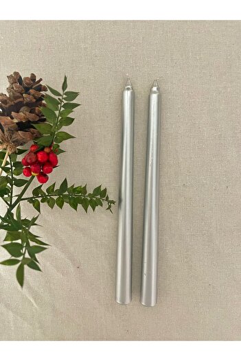 hediyeofisi 3lü Sedefli Gri Renkli Şamdan Mumu