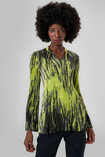 Mizalle Patterned Pleated Green Tunic