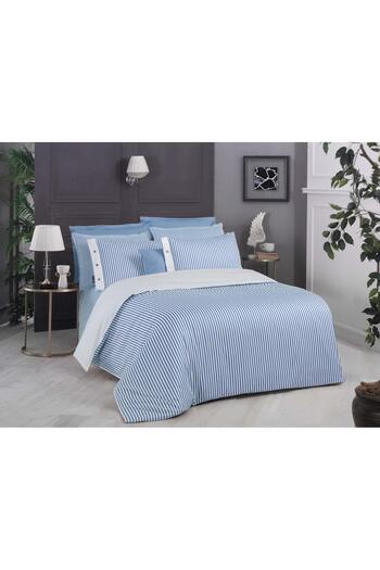 Sarev Tommy Blue Single 100% Cotton Satin Duvet Cover Set