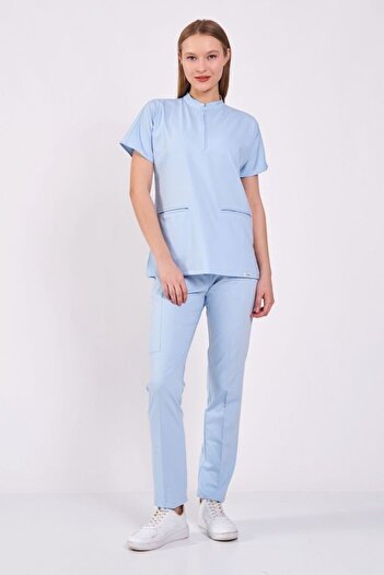 Owlet Medikal Lycra Baby Blue Zipper Detailed Surgical Jersey
