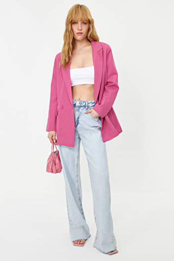 Trendyol Collection Light Purple Regular Lined Double-Breasted Woven Blazer Jacket TWOSS20CE0059