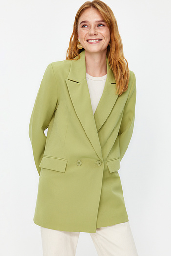 Trendyol Collection Mint Regular Lined Double-Breasted Woven Blazer Jacket TWOSS20CE0059